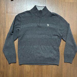 US Polo Assn Sweater Mens XL Gray 1/4 Zip Pullover Long Sleeve Pony Mock Neck